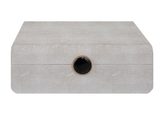 Caja de Vinipiel Beige con Broche de Botón Negro - Simone