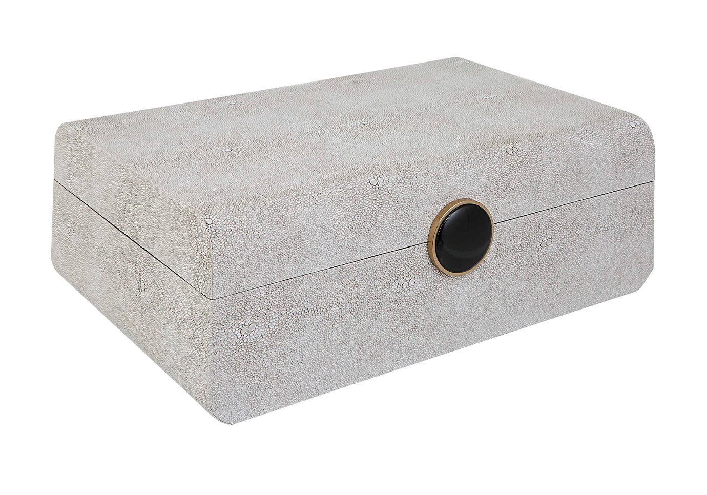 Caja de Vinipiel Beige con Broche de Botón Negro - Simone