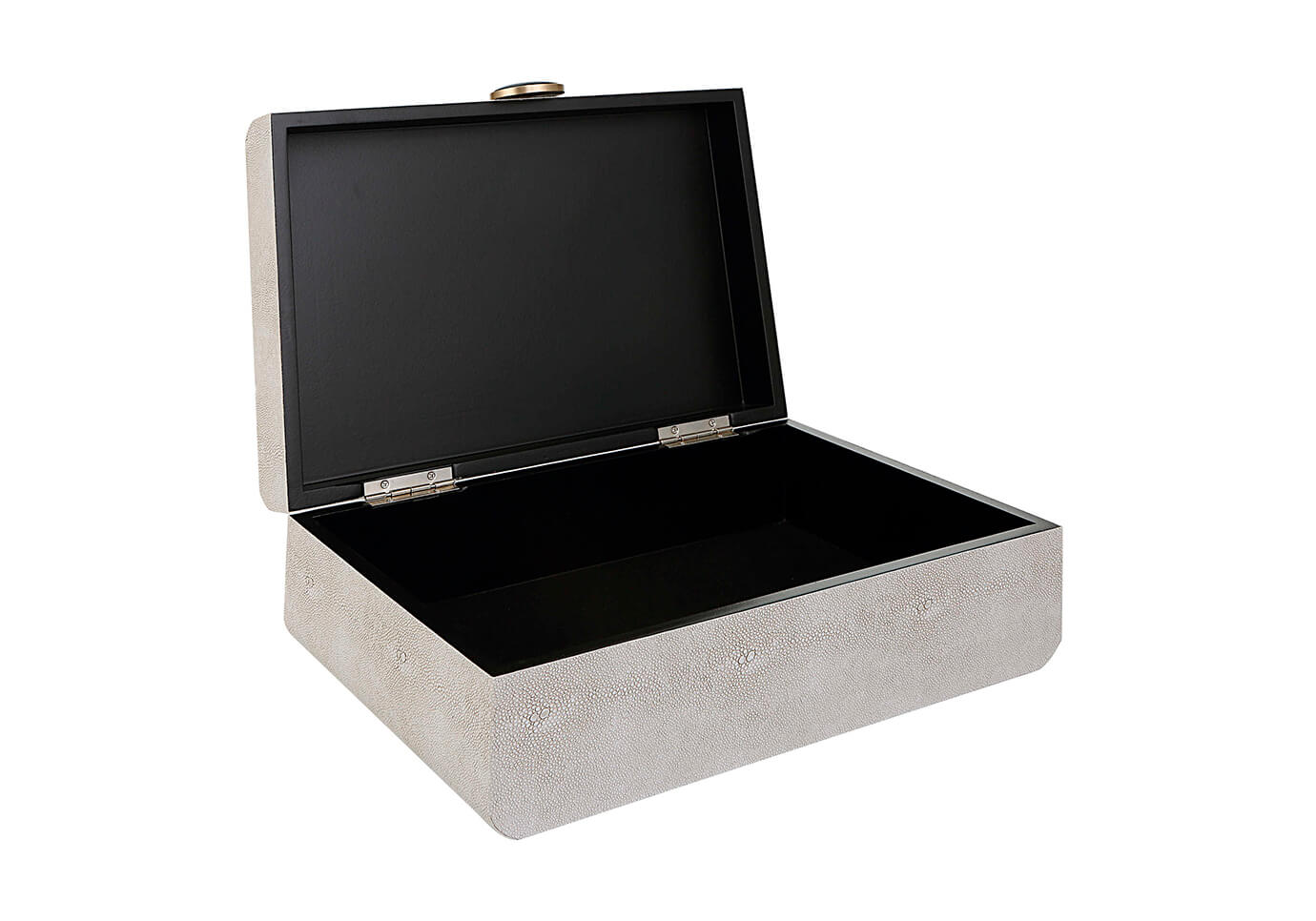 Caja de Vinipiel Beige con Broche de Botón Negro - Simone