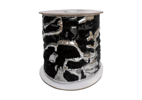 Listón Metálico Negro con Platino 10 cm