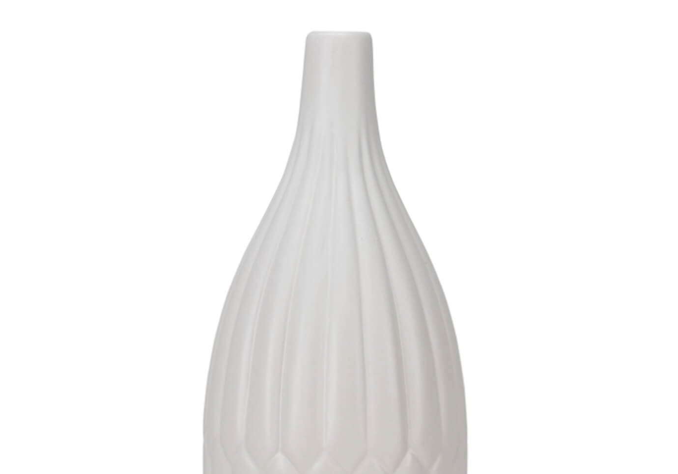 Florero Cerámica Gajos Zigzag Blanco