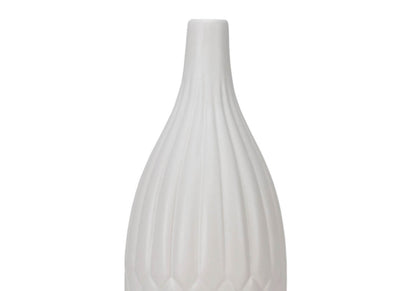 Florero Cerámica Gajos Zigzag Blanco