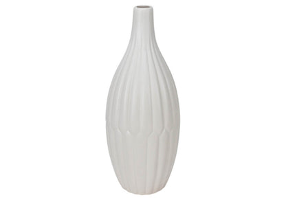 Florero Cerámica Gajos Zigzag Blanco