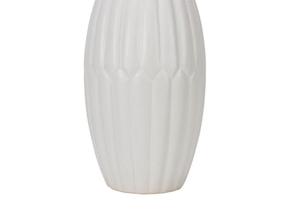 Florero Cerámica Gajos Zigzag Blanco