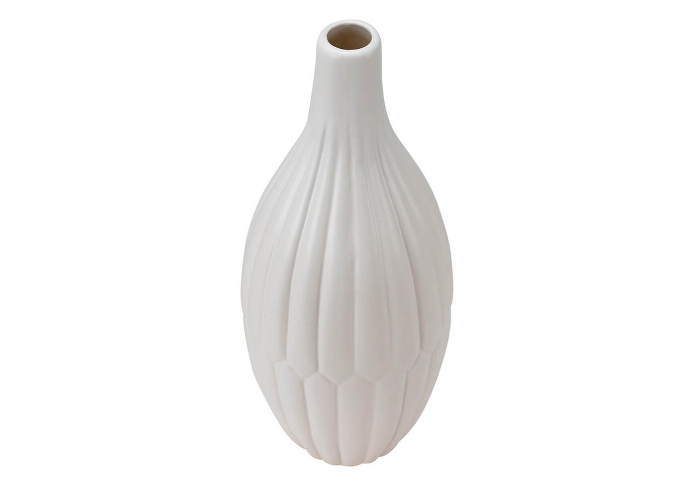 Florero Cerámica Gajos Zigzag Blanco