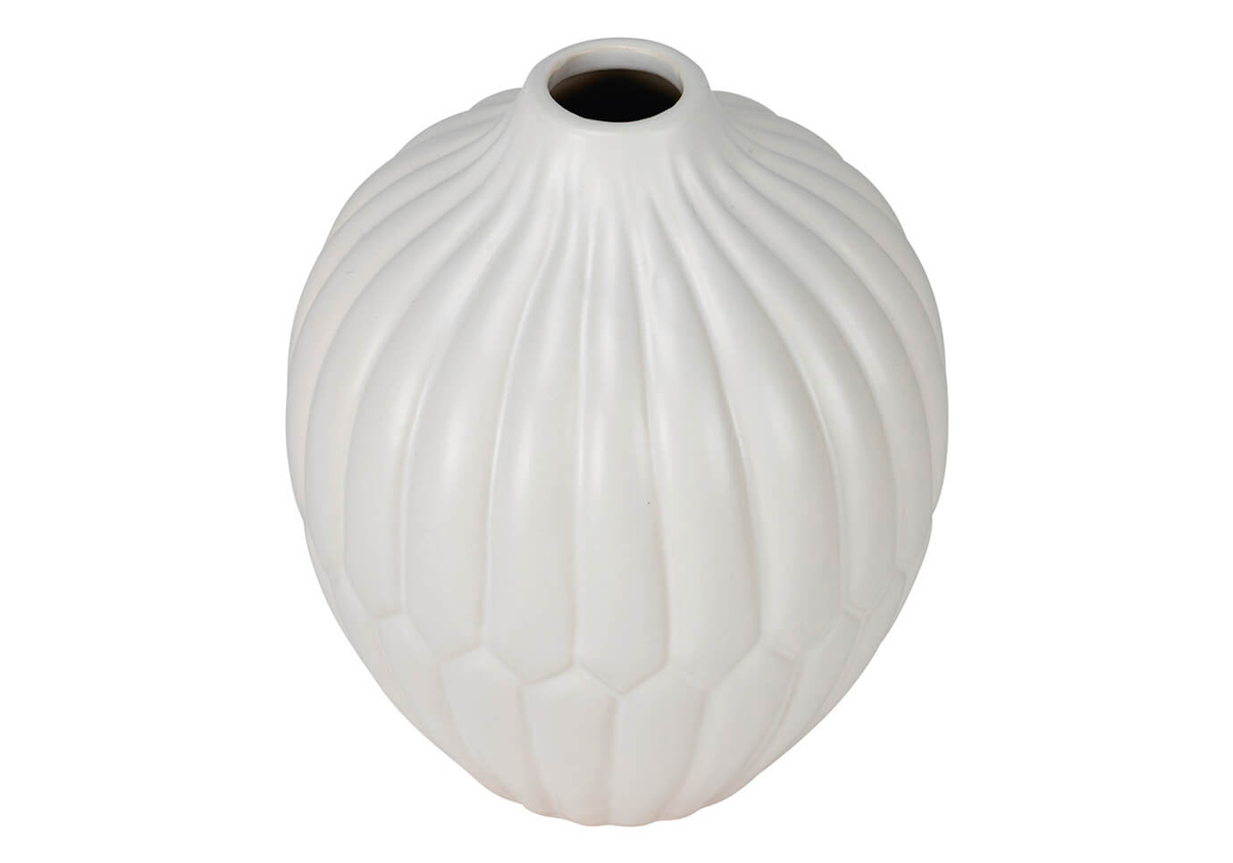Florero Cerámica Gajos Zigzag Blanco