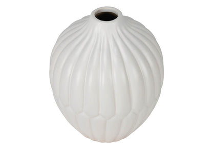 Florero Cerámica Gajos Zigzag Blanco