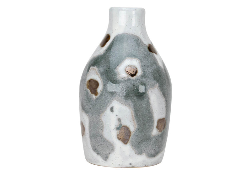 Florero Blanco y Gris Gotas Cobre