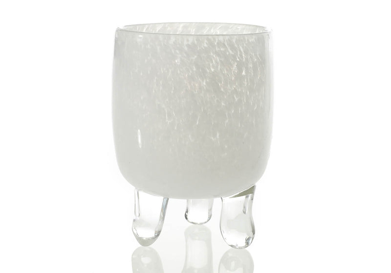 Florero de Vidrio Blanco Cilindro con Patas