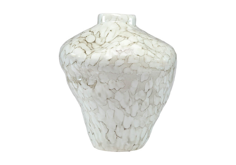 Florero Porcelana Blanco Irregular Sombras