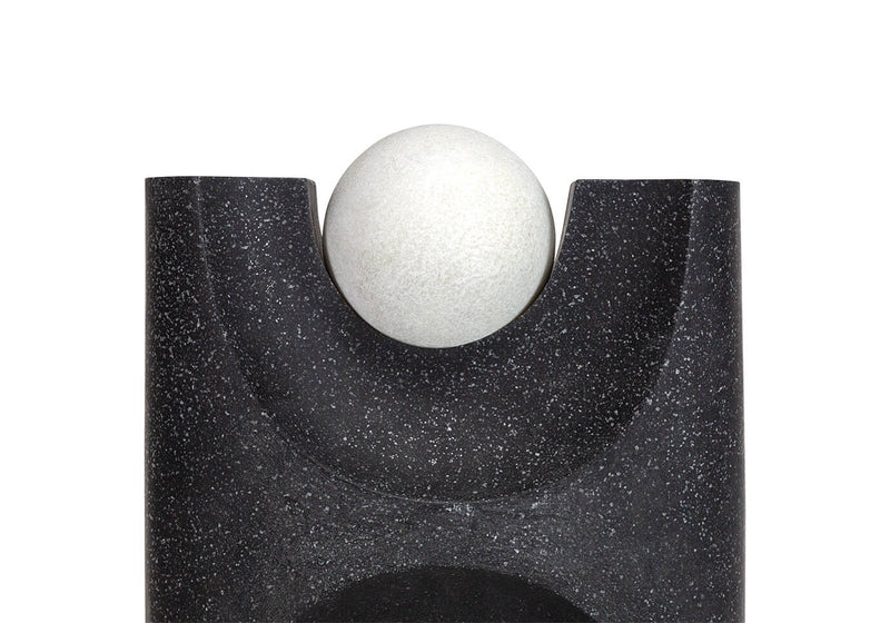 Escultura Luna Base Negra Esfera Blanca