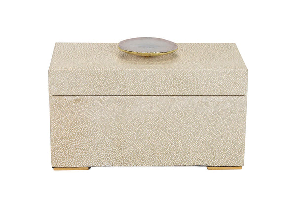 Caja Rectangular Mantarraya Beige con Ágata