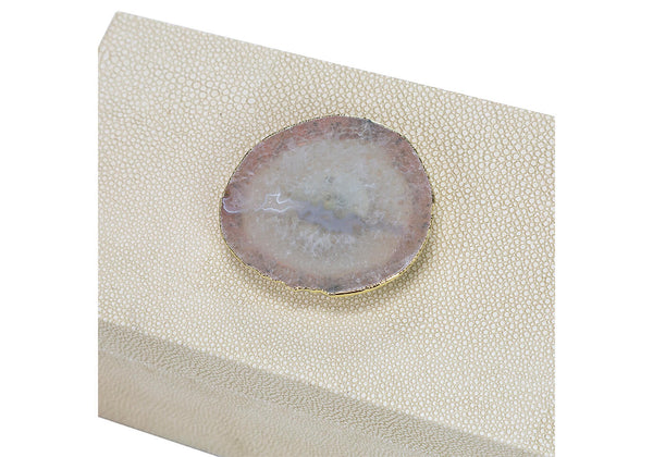 Caja Rectangular Mantarraya Beige con Ágata