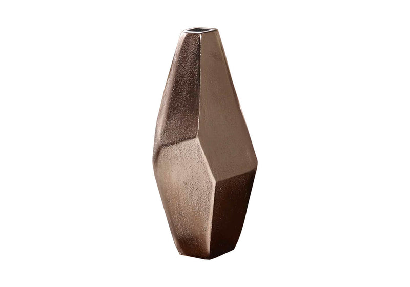 Florero Geométrico de Aluminio Bronce Delgado