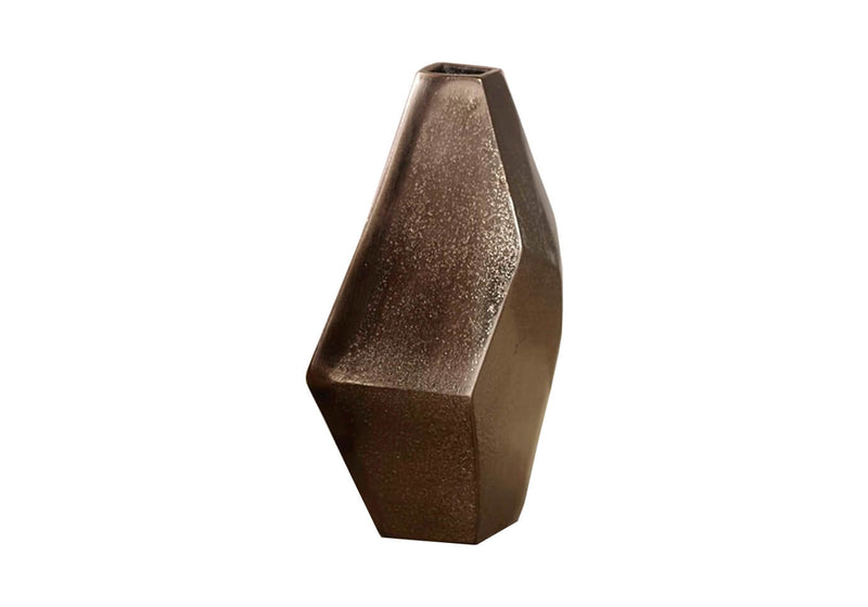 Florero Geométrico de Aluminio Bronce Delgado