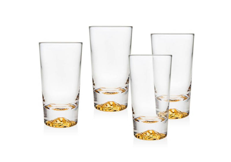 Tequilero de Cristal Fondo Dorado 4 Oz - Set de Cuatro