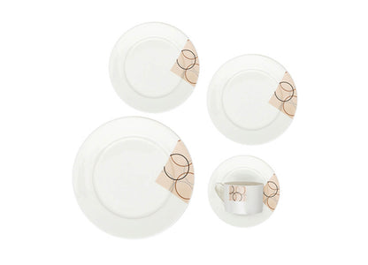 Vajilla Bone China Blanca con Diseño de Círculos - Simone