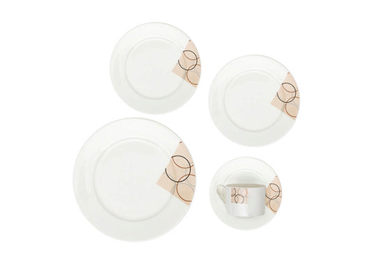 Vajilla Bone China Blanca con Diseño de Círculos - Simone