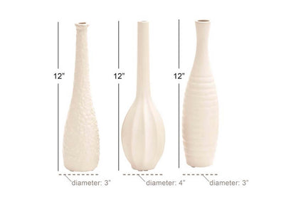 Florero Cerámica de Cuello Alto Esmalte Blanco
