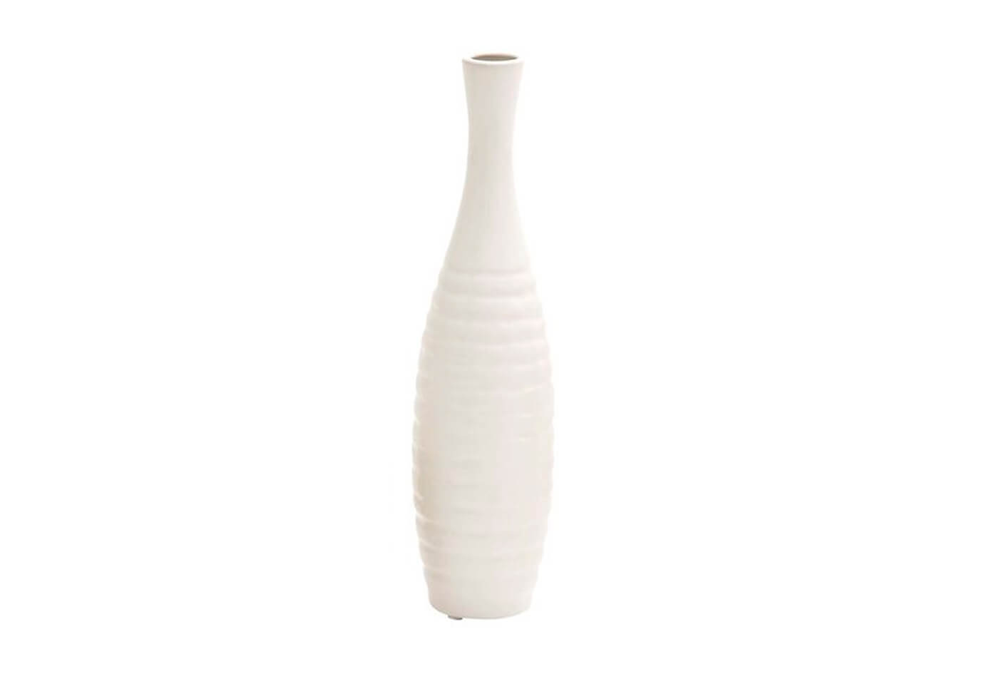 Florero Cerámica de Cuello Alto Esmalte Blanco