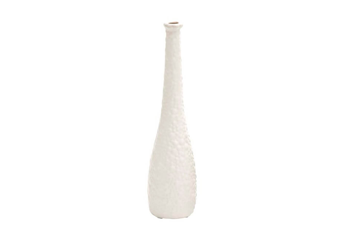 Florero Cerámica de Cuello Alto Esmalte Blanco