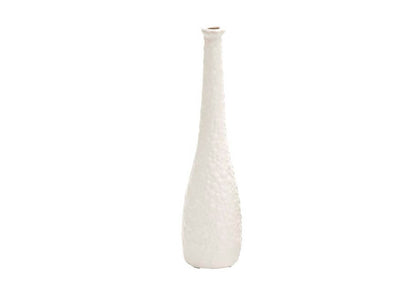 Florero Cerámica de Cuello Alto Esmalte Blanco