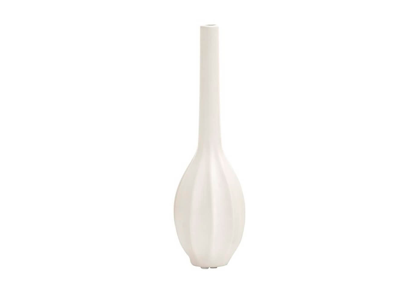 Florero Cerámica de Cuello Alto Esmalte Blanco