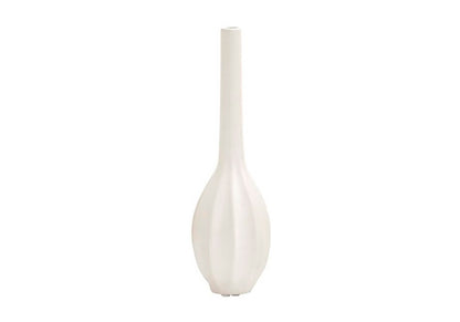 Florero Cerámica de Cuello Alto Esmalte Blanco