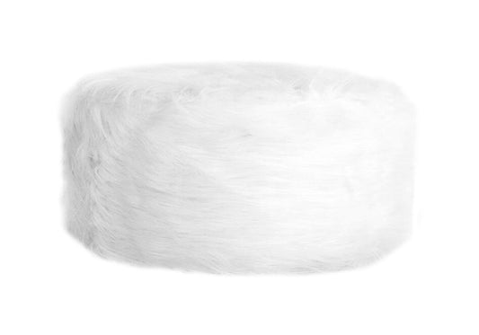 Taburete Redondo Blanco de Pelo Largo
