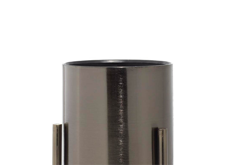 Macetero Metalico Redondo Negro con Base Negra
