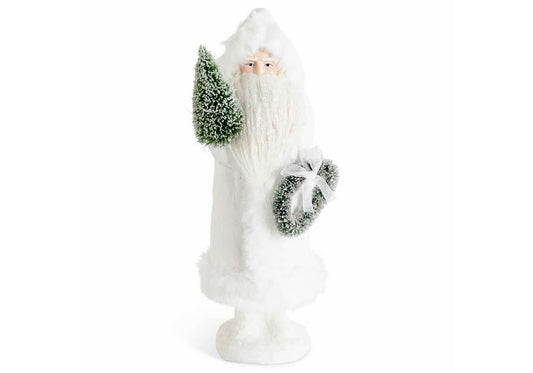 Santa Blanco Nevado con Glitter Corona y Pino Verde 42 cm - Simone