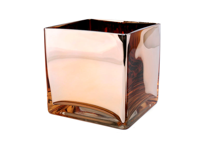 Portavela Vidrio Cubo Dorado