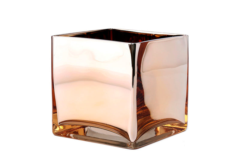 Portavela Vidrio Cubo Dorado