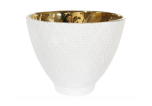 Bowl Cerámico Blanco Interior Dorado