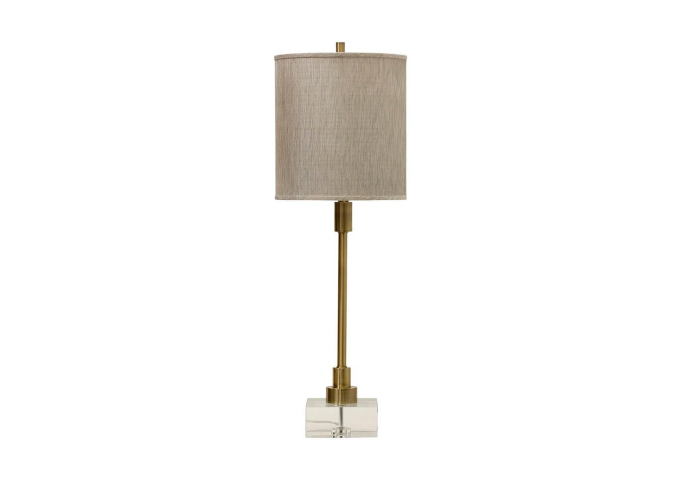 Lampara Tubo Bronce Base de Cristal