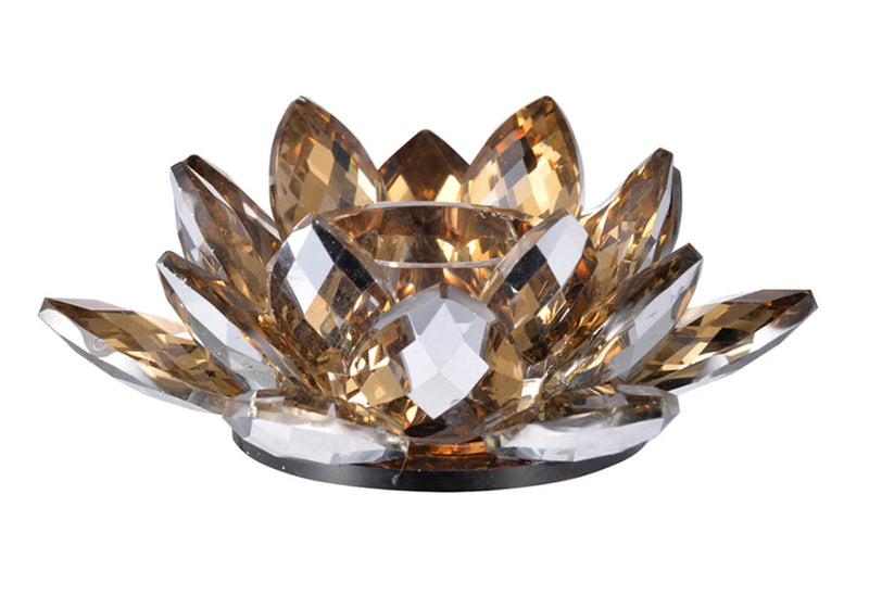 Portavela de Cristal Flor Ámbar