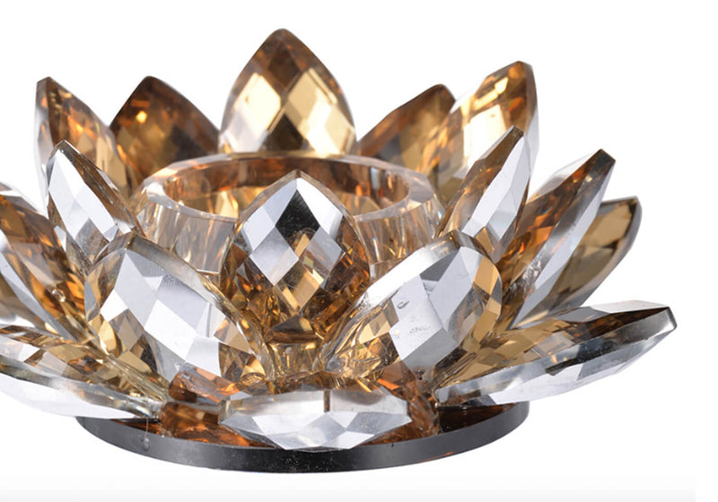 Portavela de Cristal Flor Ámbar