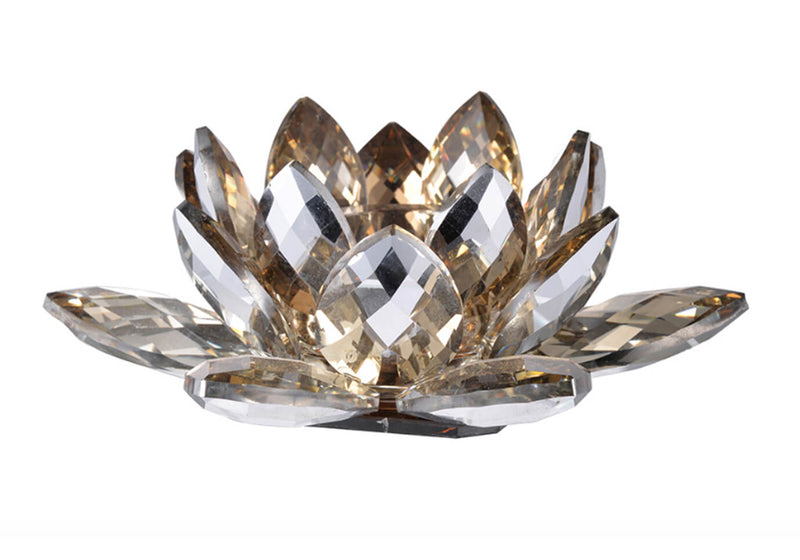 Portavela de Cristal Flor Ámbar