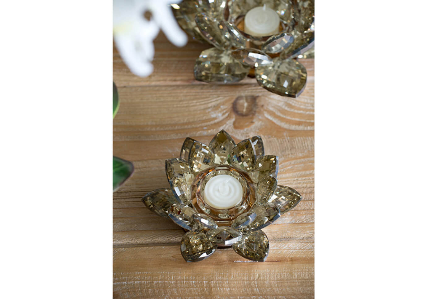 Portavela de Cristal Flor Ámbar - Simone