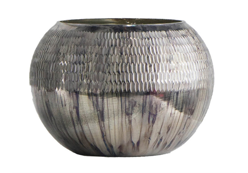 Portavela de Vidrio Esfera Antique con Grabado