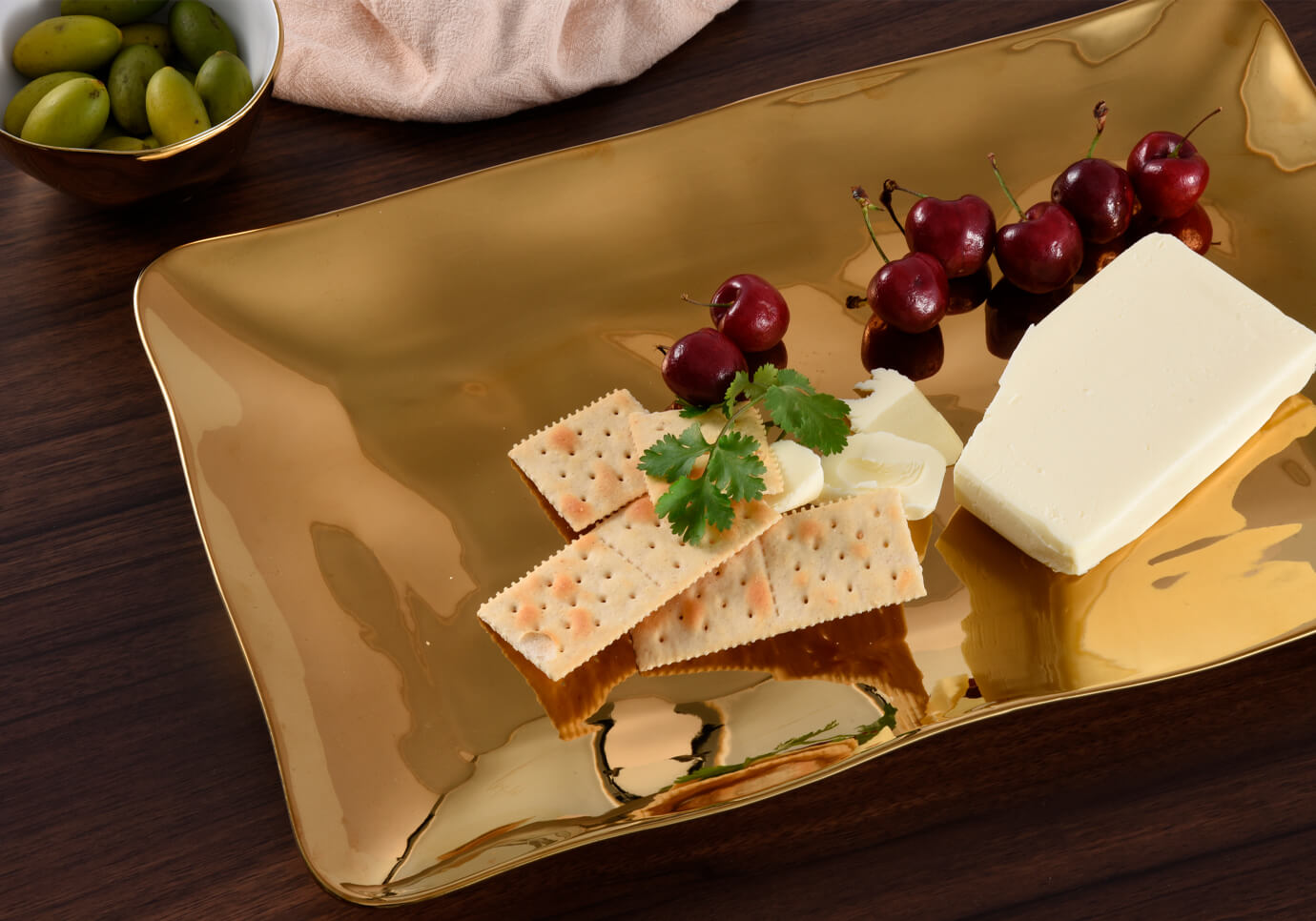 Charola de Porcelana Rectangular Dorado