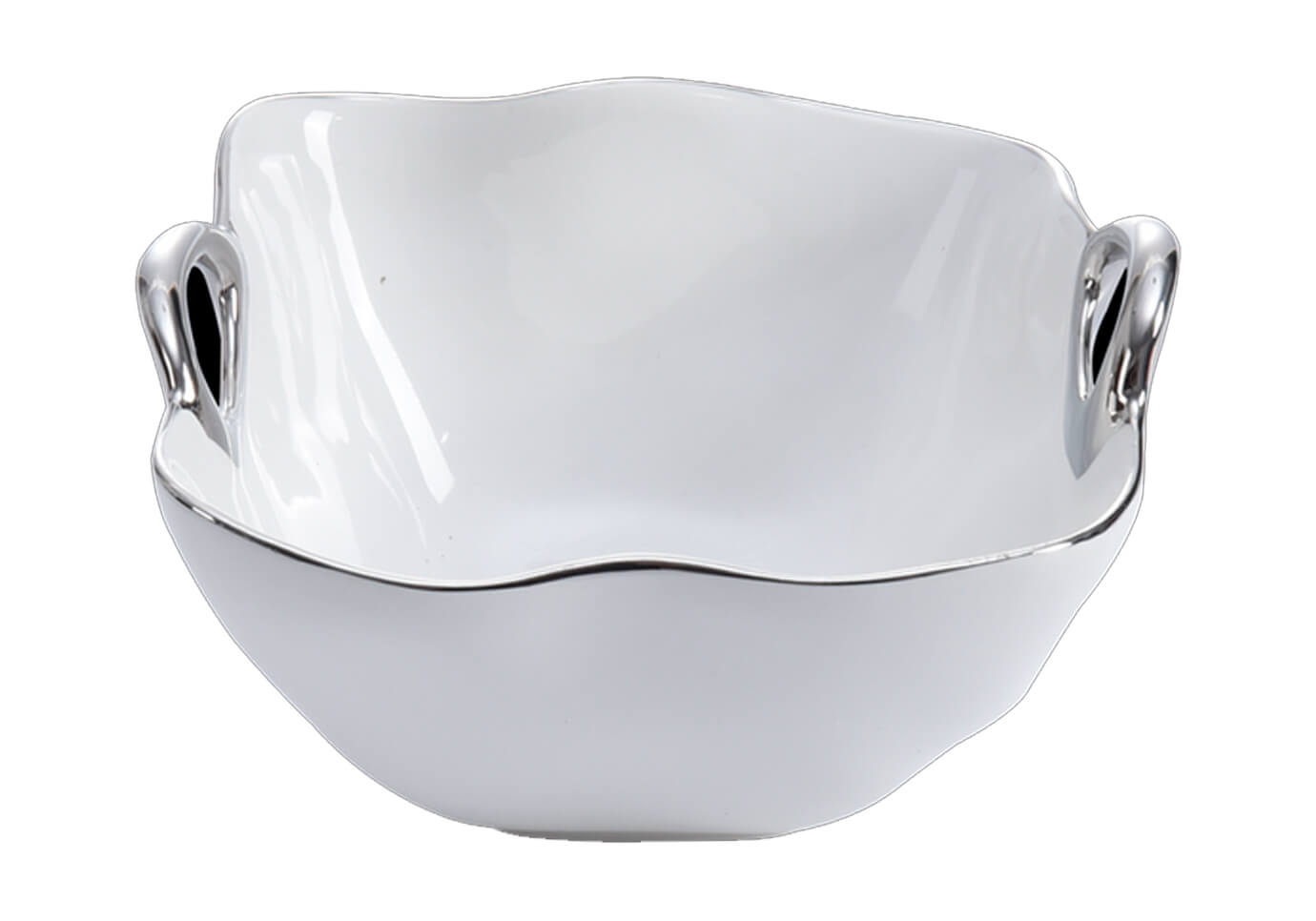 Botanero de Porcelana Blanca Asa Plateada