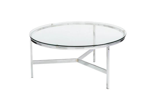 Mesa de Centro Redonda de Vidrio con Acero y Tripie - Simone