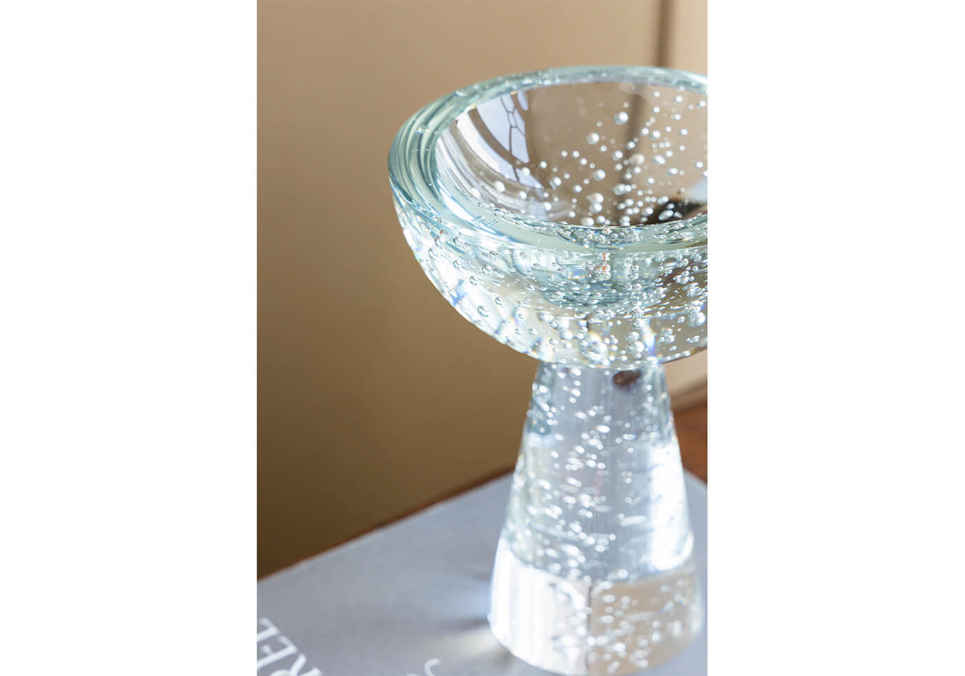 Bowl con Pedestal Vidrio Burbujas