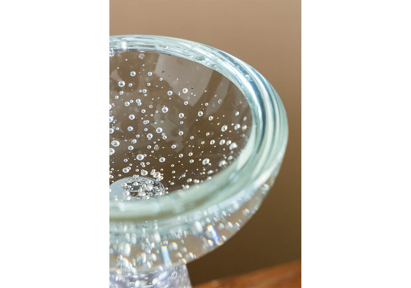 Bowl con Pedestal Vidrio Burbujas