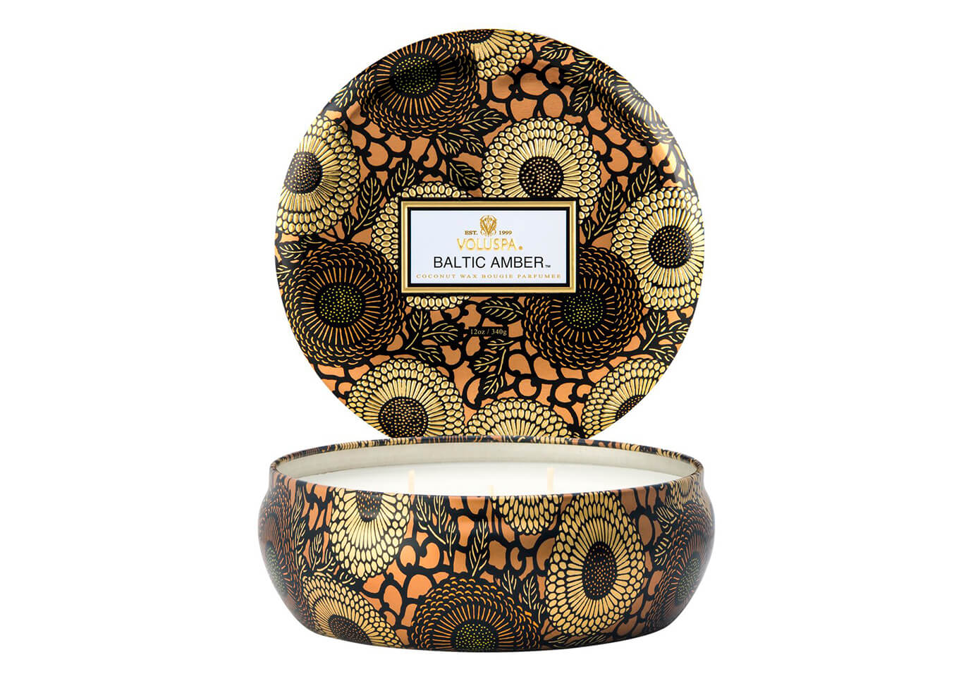 Vela Aromática Voluspa Baltic Amber Envase Metálico 12 Oz