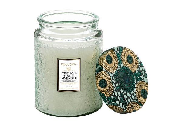 Vela Aromática Voluspa French Cade & Lavender Envase Vidrio 18 Oz