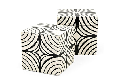 Caja de Madera Diseño Arcos Resina Negro y Blanco