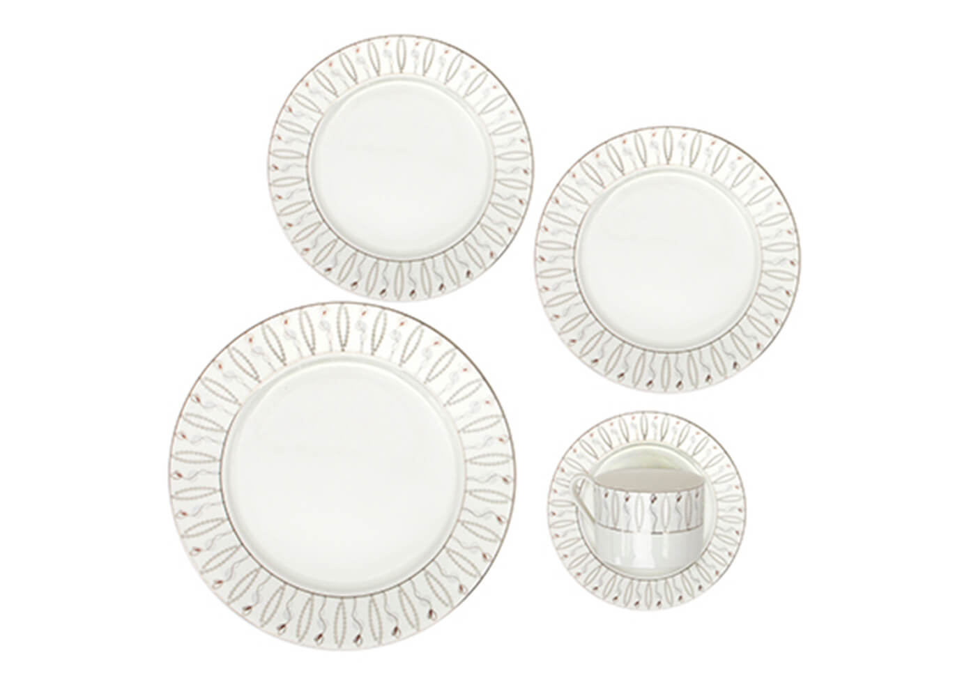 Vajilla Bone China Blanca con Diseño de Flores - Simone