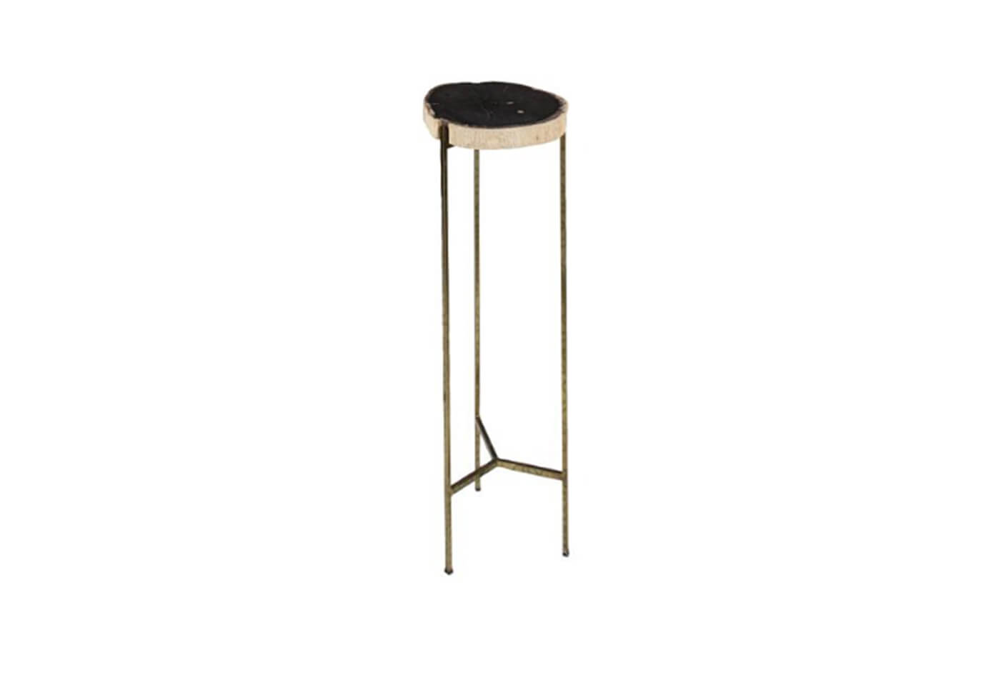 Mesa Ocasional de Madera Petrificada Patas Doradas